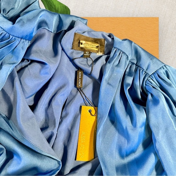 NWT Alexia Admor ‘Nola’ Puff Sleeve Fit & Flare Dress in “Lapis” Blue Size 10 - Picture 3 of 16